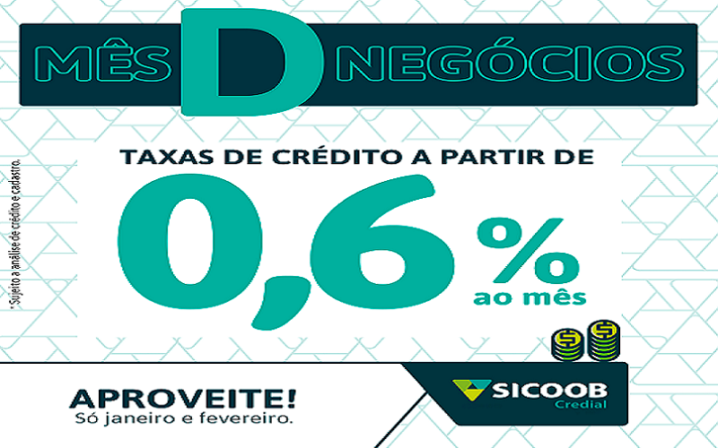 Sicoob Credial opera com taxas reduzidas nas linhas de crédito