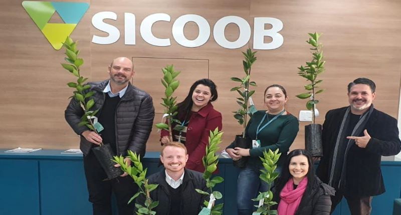 Sicoob Crediauc distribui mudas de árvores frutíferas a todos os colaboradores