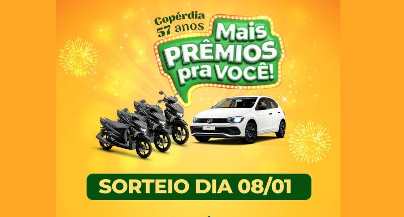 Campanha “Copérdia 57 anos: mais prêmios para você”. Sorteio será amanhã