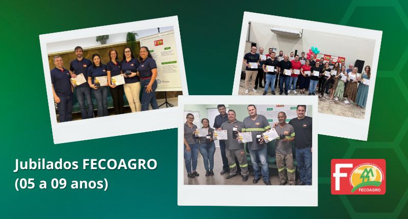 Jubilados que estão entre 5 e 9 anos na FECOAGRO são homenageados nas três unidades